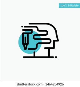 Human, Printing, Big Think turquoise highlight circle point Vector icon. Vector Icon Template background