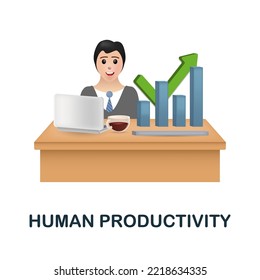 Human Productivity icon. 3d illustration from human productivity collection. Creative Human Productivity 3d icon for web design, templates, infographics and more