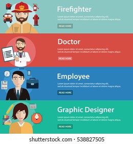 Human Profession Banner Set vector illustration design