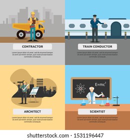 Human profession. human profession illustration flat design for, contractor, train conductor, architect, scientist, and more.