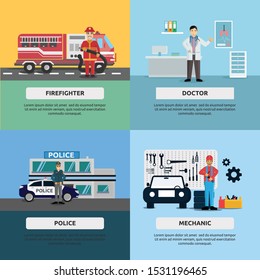 Human profession. human profession illustration flat design for firefighter, doctor, police, mechanic, and more.