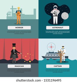 Human profession. human profession illustration flat design for worker, astronaut, magician, captain, and more.