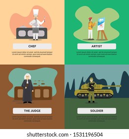Human profession. human profession illustration flat design for chef, artist, the judge, soldier, and more.
