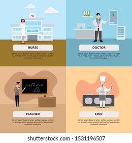 Human profession. human profession illustration flat design for nurse, doctor, teacher, chef, and more.