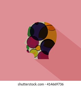 Human Profile Abstract - Isolated On Pink Background - Vector Illustration, Graphic Design. Abstract Concept