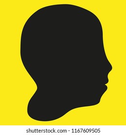 human profile in black on yellow background