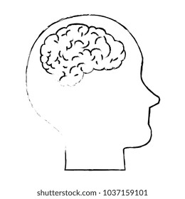 human profile with brain