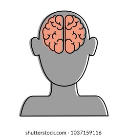 human profile with brain
