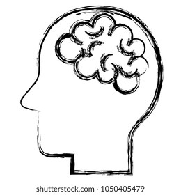 human profile with brain