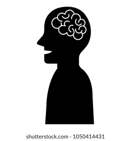human profile with brain