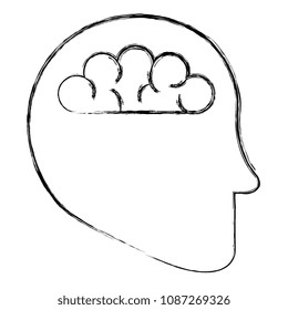 human profile with brain
