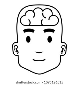 human profile with brain