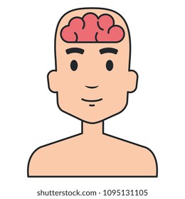 human profile with brain