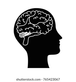 human profile with brain