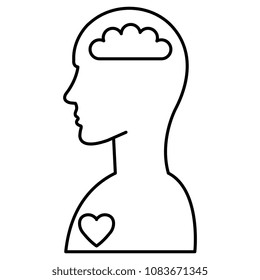 human profile with brain and heart