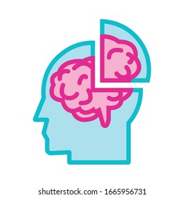 human profile with brain line and fill style icon vector illustration design