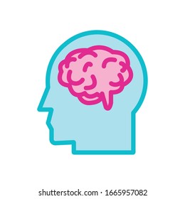 human profile with brain line and fill style icon vector illustration design