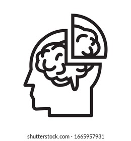 human profile with brain line style icon vector illustration design