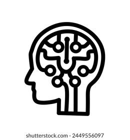 Human Profile with Brain Network - background white,AI Technology Vector Line icon Concept