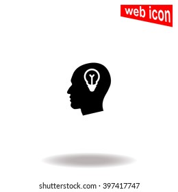 Human profile with bulb icon. 