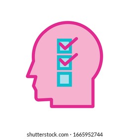 menschliches Profil mit Checkliste und Vektorillustration-Design von Stilsymbolen