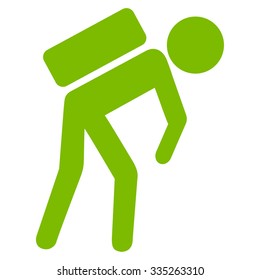 Human Profile Courier vector icon. Style is flat symbol, eco green color, rounded angles, white background.