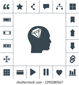 Human profile with diamond vector icon.