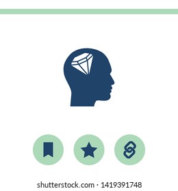 Human profile with diamond vector icon.