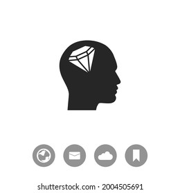 Menschliches Profil mit Diamant-Vektorsymbol.