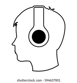 human profile with earphones