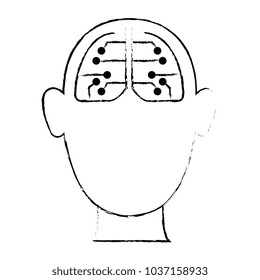 human profile with electrical circuit