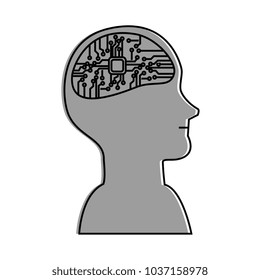human profile with electrical circuit