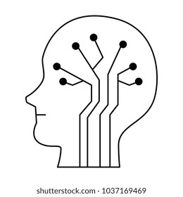 human profile with electrical circuit