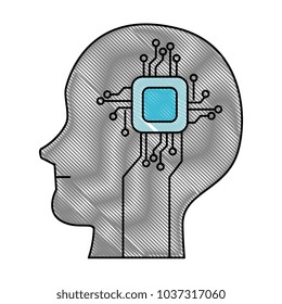 human profile with electrical circuit