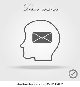 human profile with envelope isolated icon eps 10