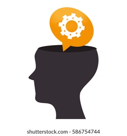 human profile with gear isolated icon