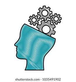 human profile with gears