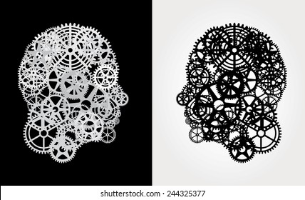 human profile with gears