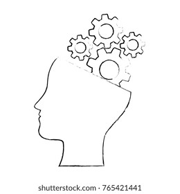 human profile with gears