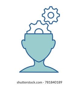 human profile with gears