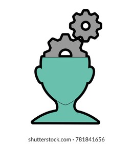 human profile with gears