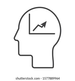 human profile head with arrow statistics vector illustration design
