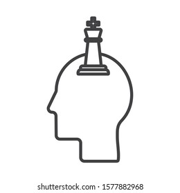 human profile head with king chess icon vector illustration design