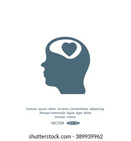 Human profile with heart
