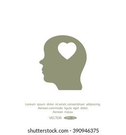 Human profile with heart