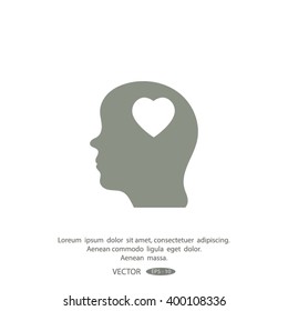 Human profile with heart