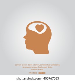 Human profile with heart