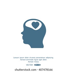 Human profile with heart