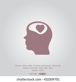 Human profile with heart