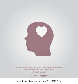 Human profile with heart
